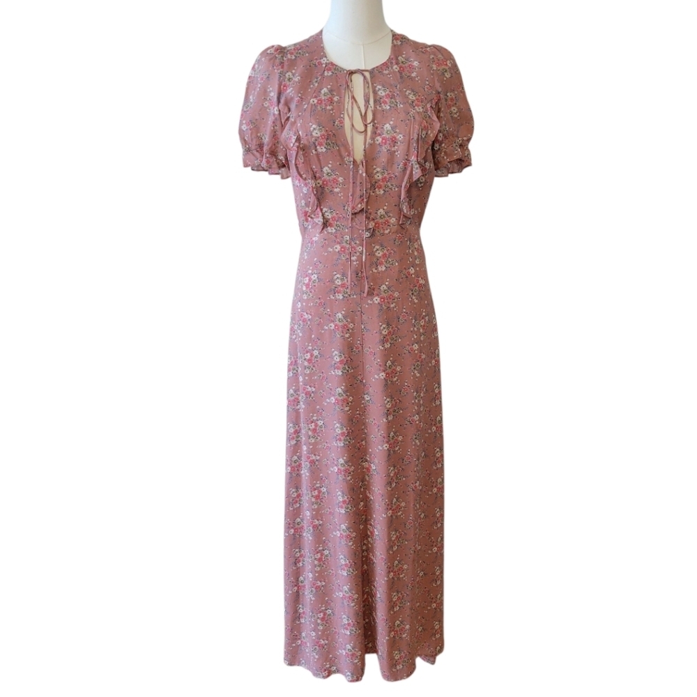 Reformation Pink Floral Huntington Maxi Dress Size 4 - Picture 3 of 7